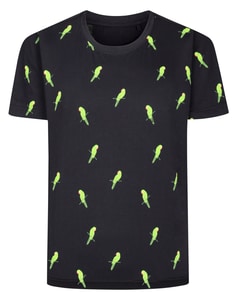Bigdude Parrot AOP T-Shirt Black Tall